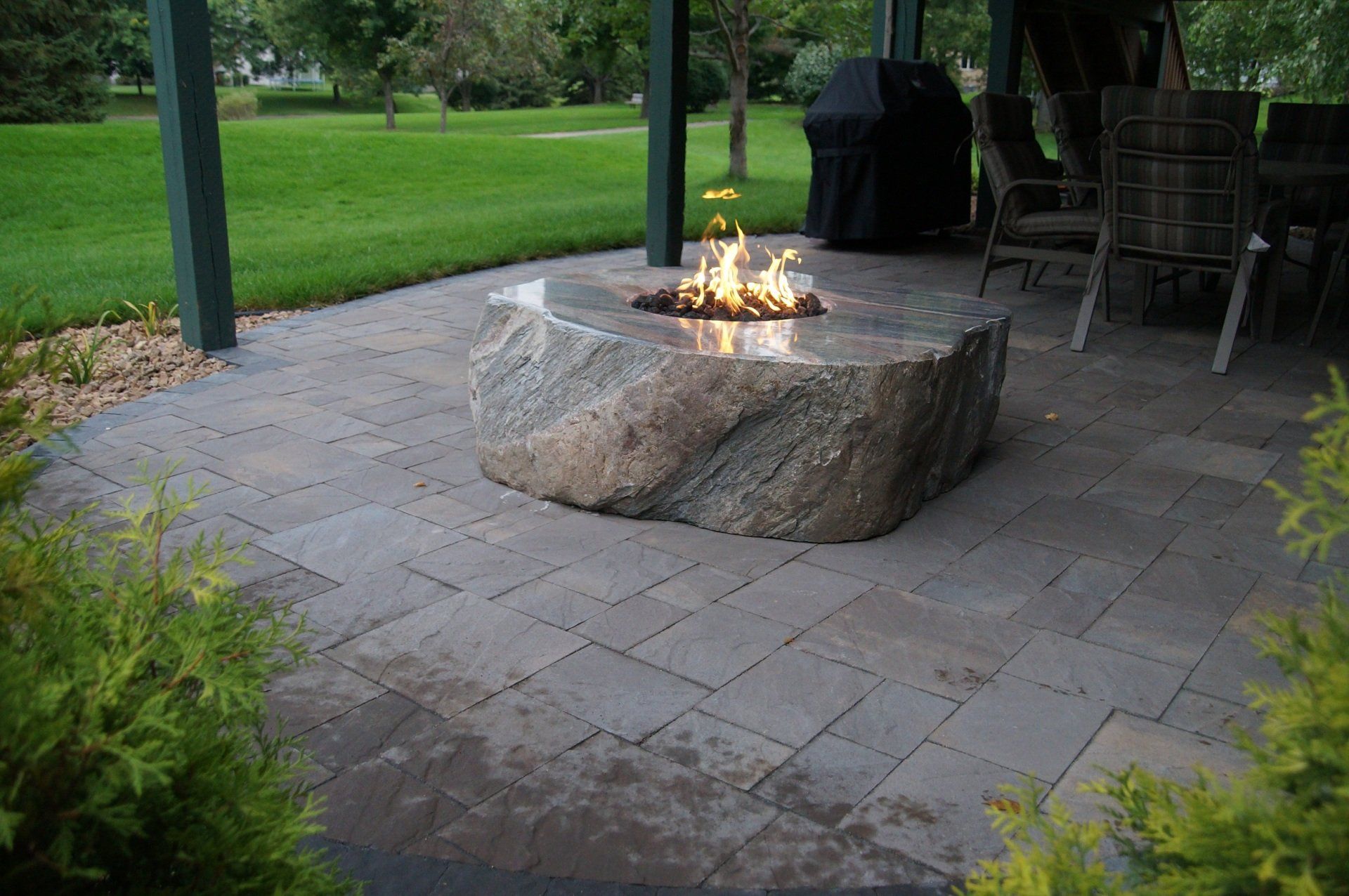 Natural Stone Fire Pit - landscaping in Delano, MN