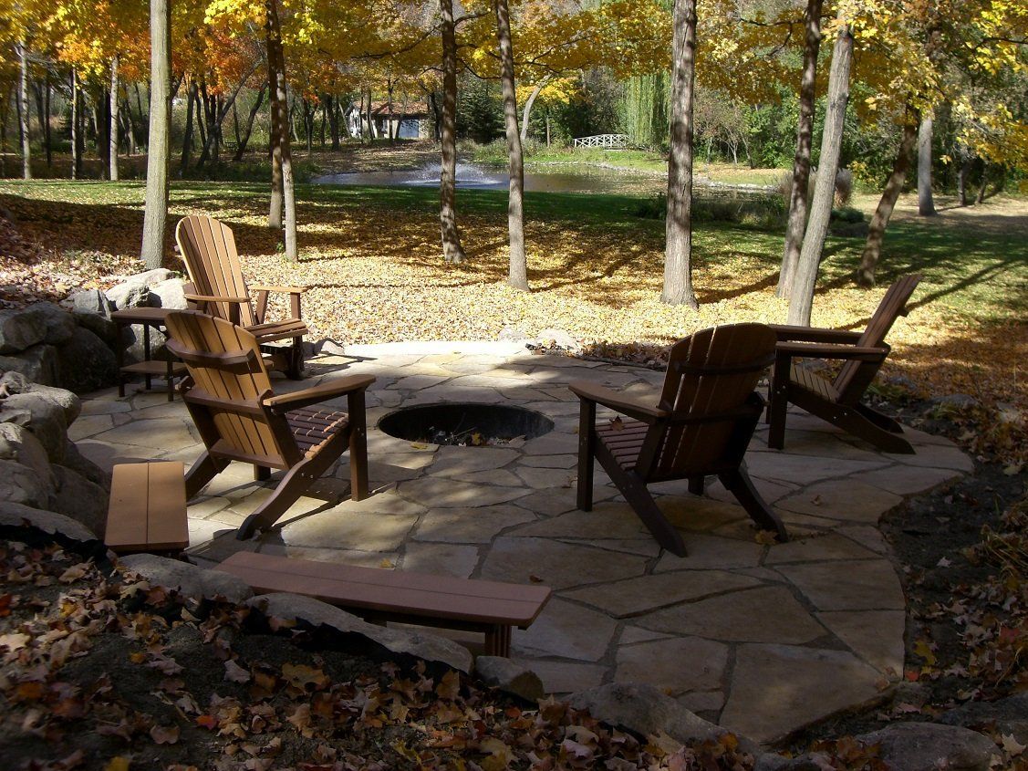 fire pit in the fall - landscaping in Delano, MN