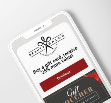 A phone that says beauty salon on it for digital vouchers.