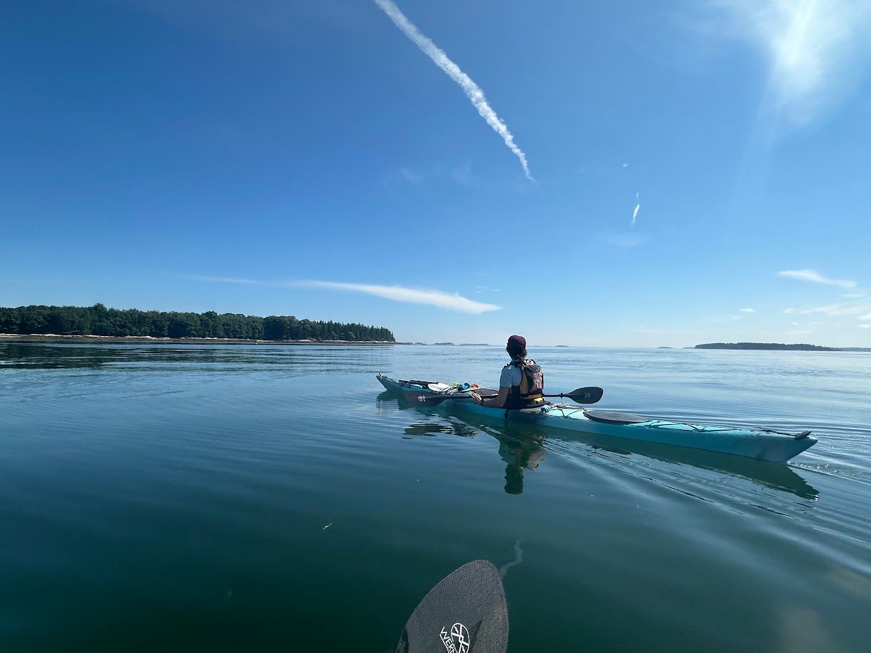 kayaking on calm water.