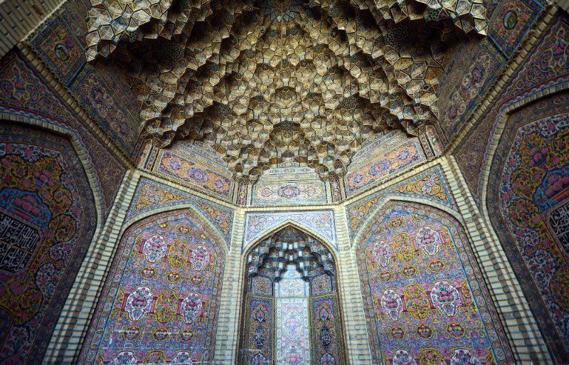 Pastel hues and fine art at Nasir ul-Molk mosque in Shiraz