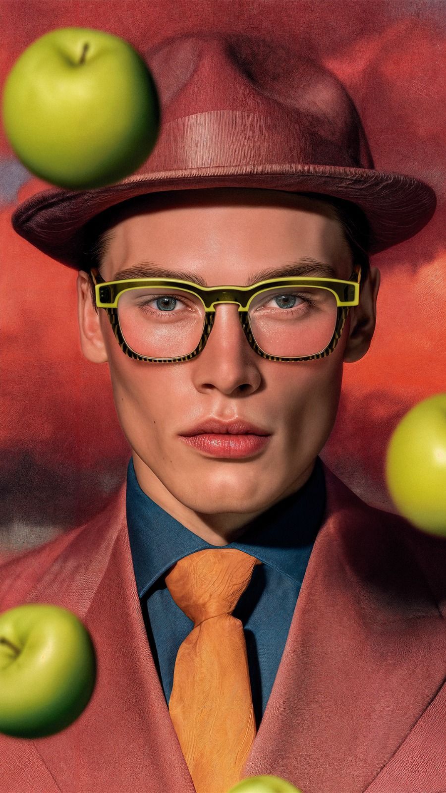 Occhiali da vista esposti, disposti su una parete bianca. Sono visibili montature di vari stili e colori.