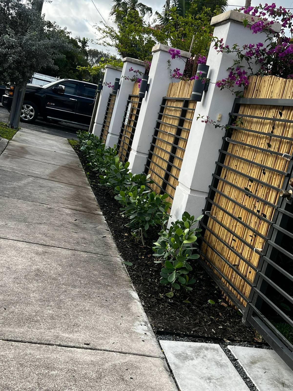 green areas along sidewalk 