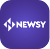 A purple square with the word newsy on it.