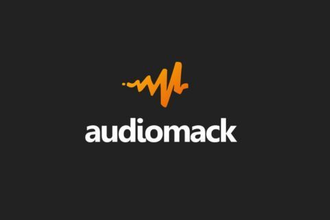 The logo for audiomack is orange and white on a black background.