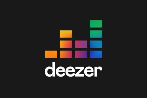 A colorful deezer logo on a black background