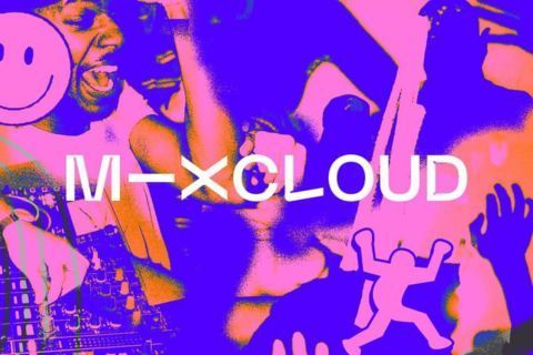 A poster for m-xcloud with a dj and a smiley face