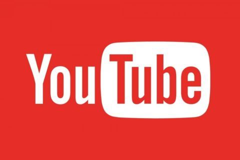 The youtube logo is on a red background