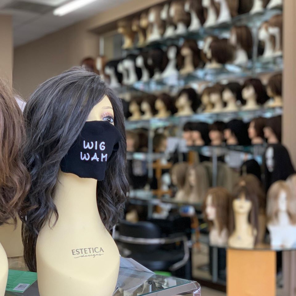 Mannequin with Black Facemask — Westbury, NY — Wig Wam Hair