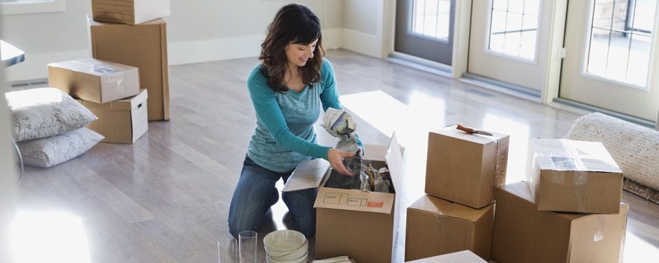 Unpacking boxes in new home