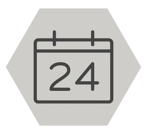 a calendar icon with the number 24 on it .