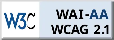 w3c wai-aa wcag 2.1 logo on a white background