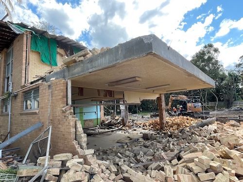 Partially Destroyed Brick Building with A Cantilevered Overhang — Lifestyle Demolition in Kingscliff, NSW