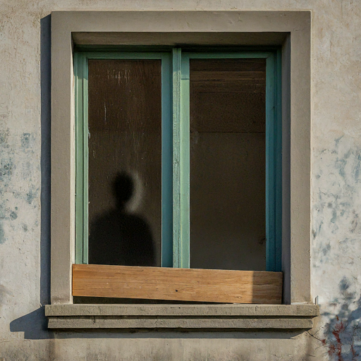 Shadow hides behind window, trying to remain unseen from process server