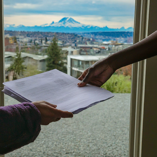 Process server hands defendant legal documents in Washington state