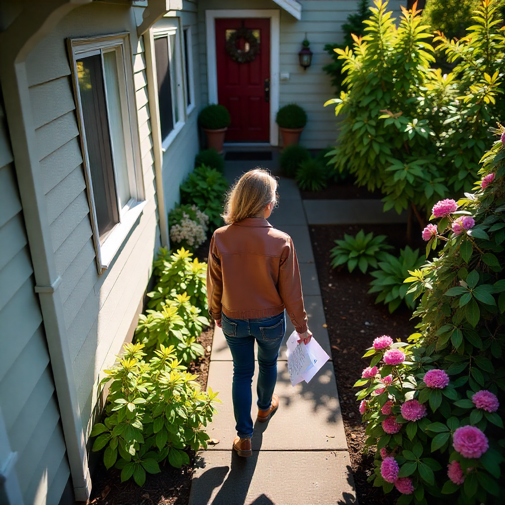 Process server in Sammamish, WA approaches door in order to serve legal documents to resident