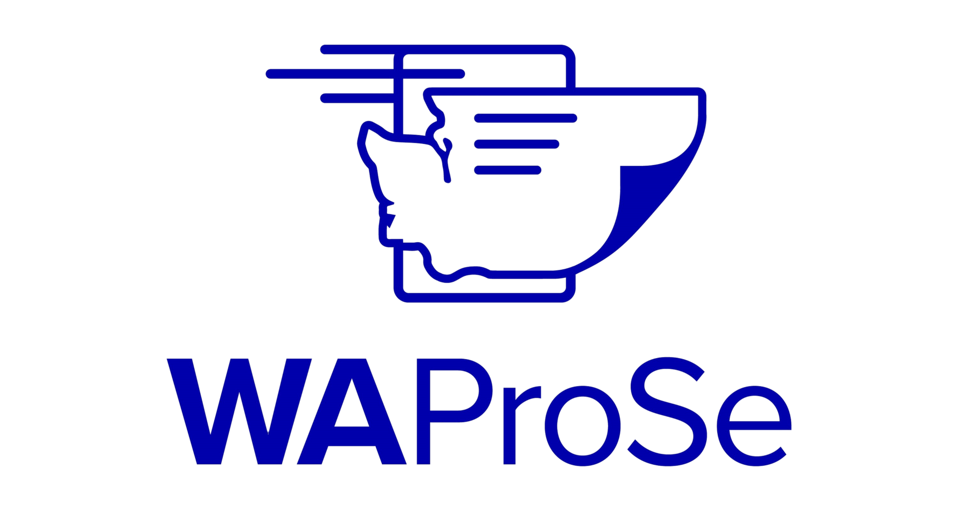 A black and white logo for waprose with a washington state map on it.