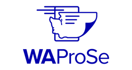 A black and white logo for waprose with a washington state map on it.