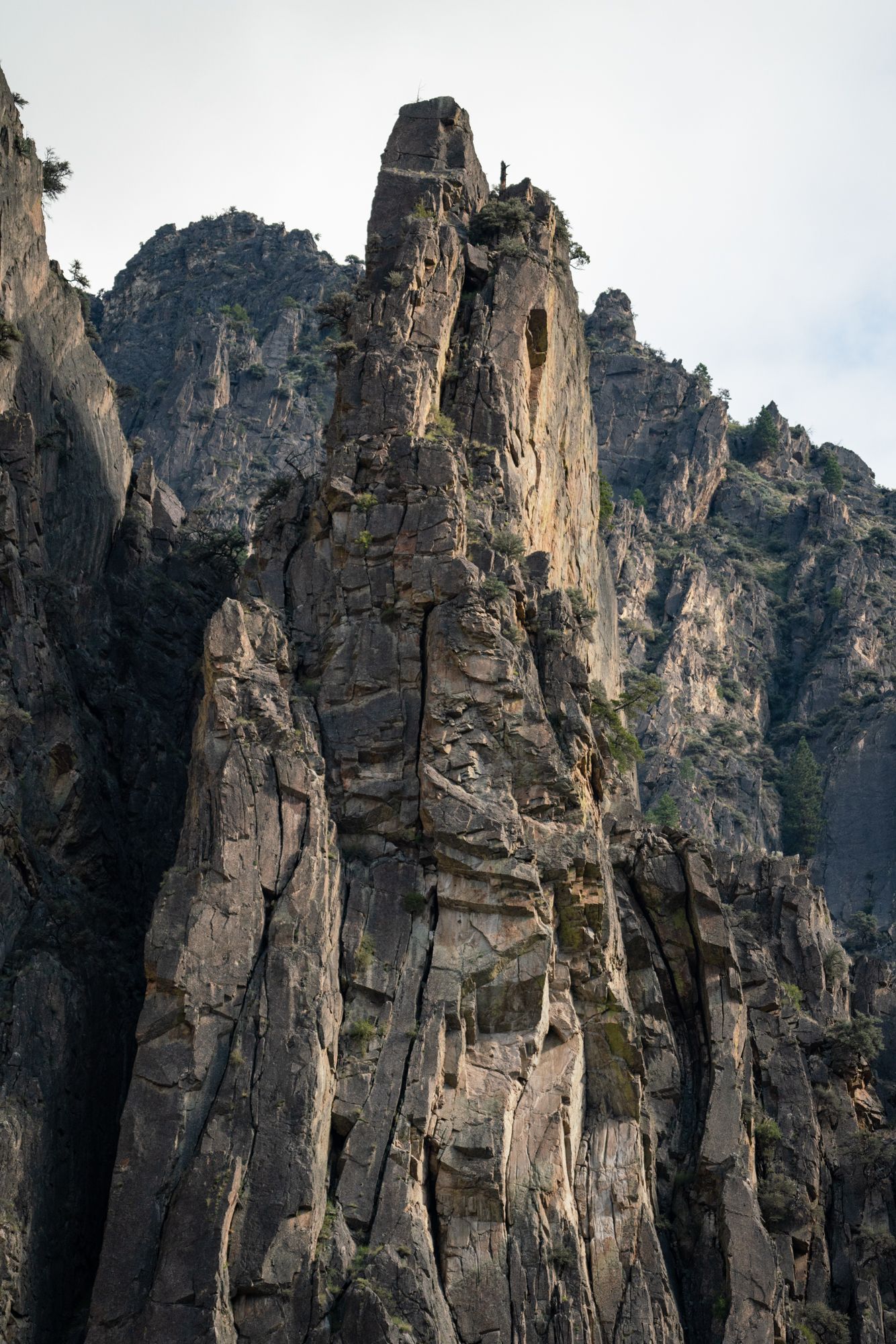 A mountain with a lot of rocks and trees on it