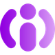 A purple logo with three circles on a white background.