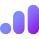 A purple and blue icon with a circle in the middle on a white background.