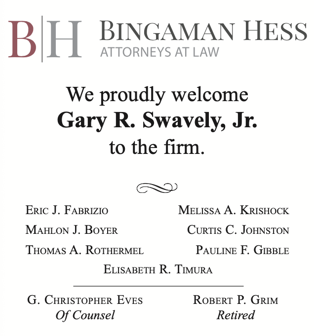 Welcome Attorney Gary R. Swavely, Jr.