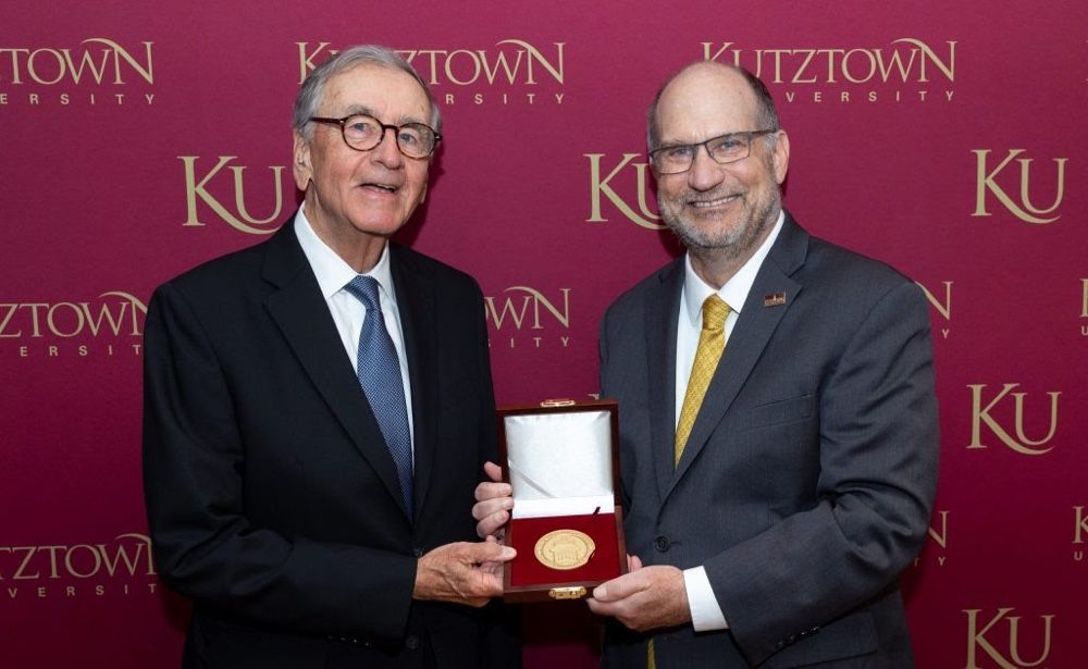 Robert Grim receiving Kutztown University President's Medal Award.