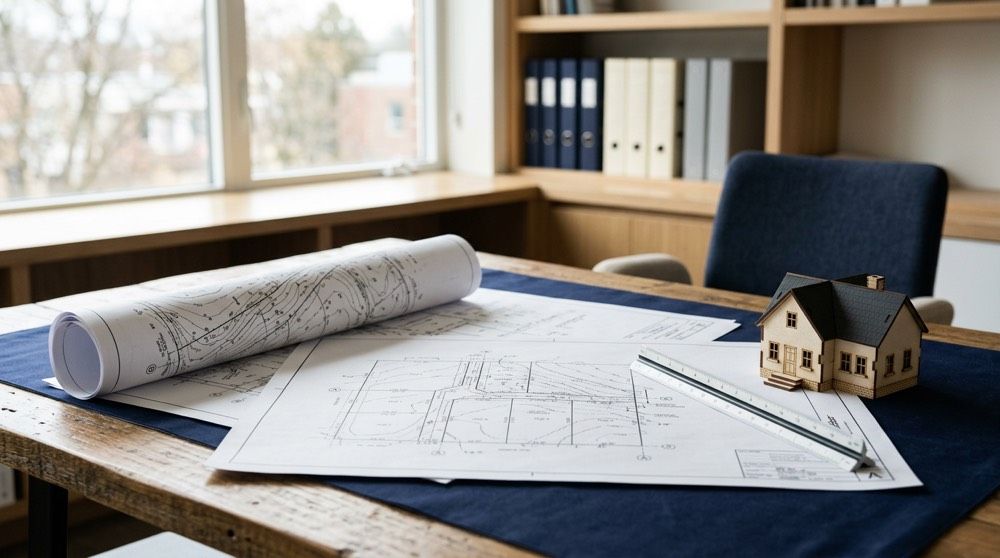 Subdivision site plan and land development engineering drawings under municipal review.