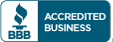 A blue button that says accredited business on it