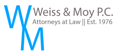 The logo for weiss & moy p.c. attorneys at law