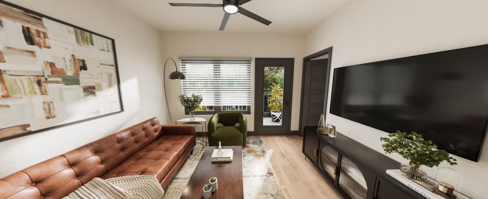 Living room at Vela Park in Decatur, GA.