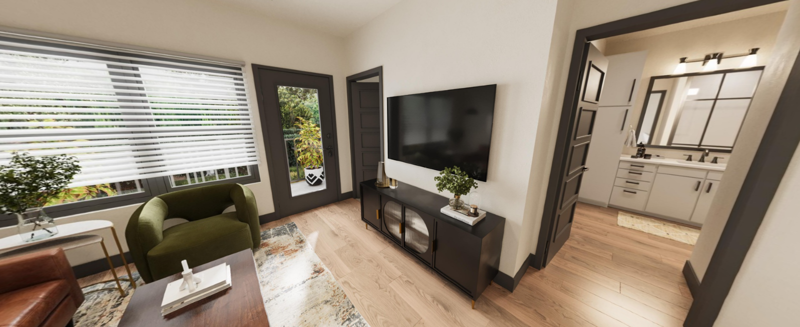 Living room at Vela Park in Decatur, GA.