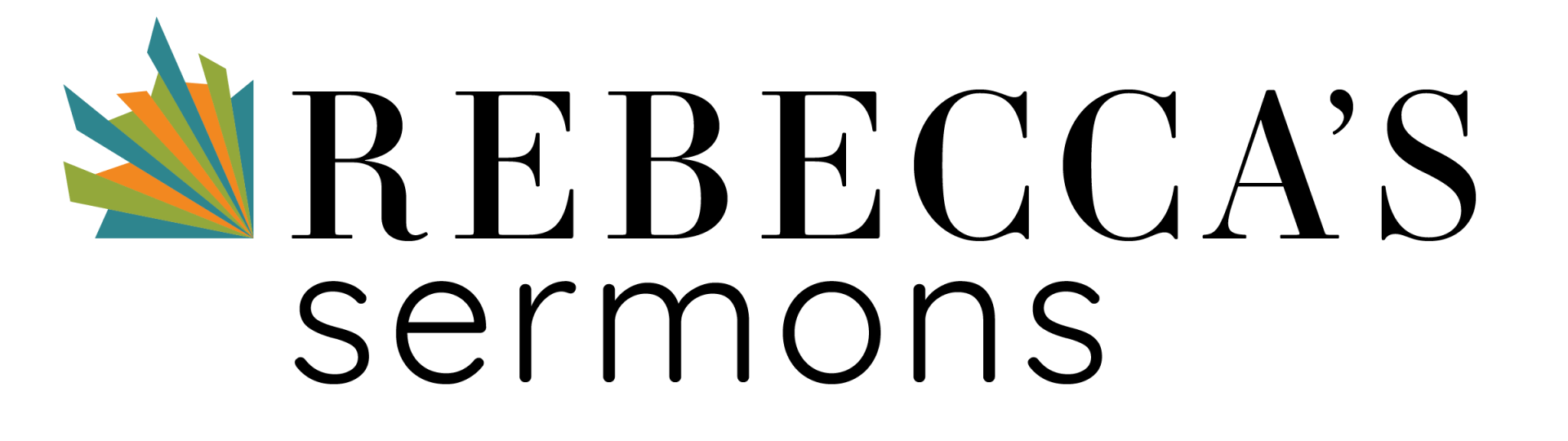 The logo for rebecca 's sermons has a leaf on it.