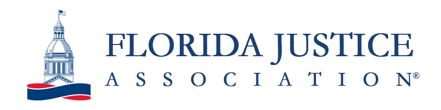 The logo for the florida justice association