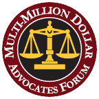 The logo for the multi-million dollar advocates forum shows a scale of justice in a circle.