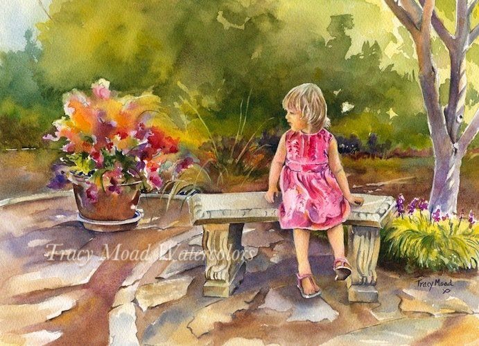 Little girl in garden