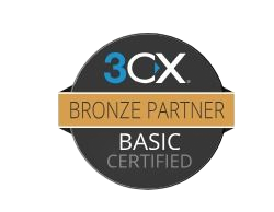 3CX Bronze Partner badge, black, blue, and gold.