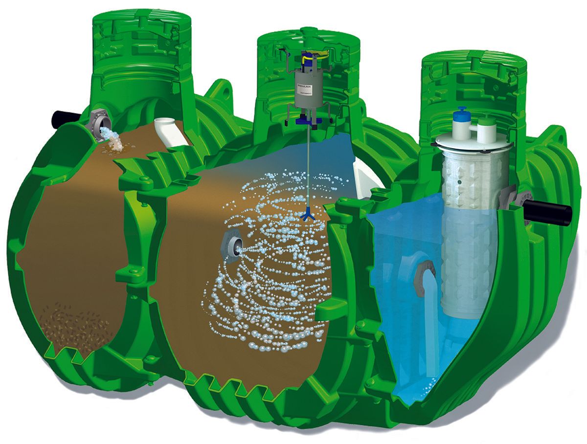 a drawing of a septic tank showing the inside of it