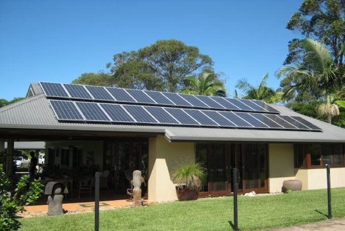 Two Rows of Solar Panels on Residential Roof — Electrical Services in Cairns, QLD