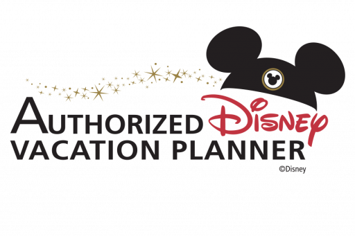 A logo for an authorized disney vacation planner with a mickey mouse head.