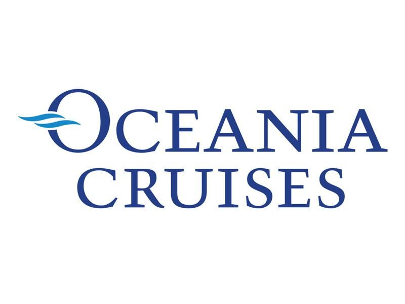 Oceania Cruises logo: blue text with a stylized 