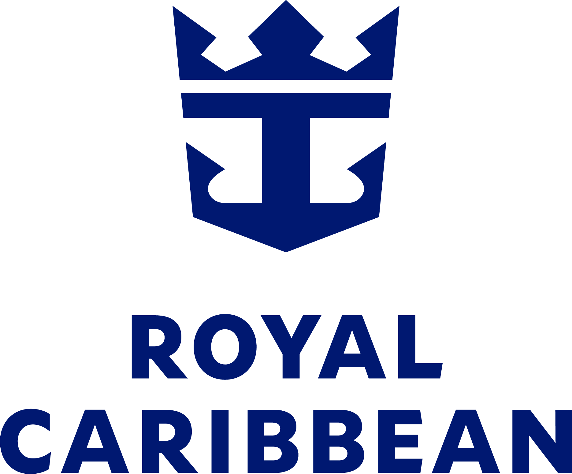 Royal Caribbean logo: A blue crown and anchor symbol above blue text 