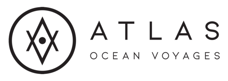 A black and white logo for atlas ocean voyages.