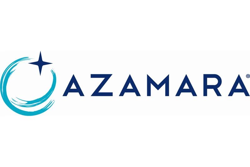 The azamara logo is a blue circle with a star in the middle.