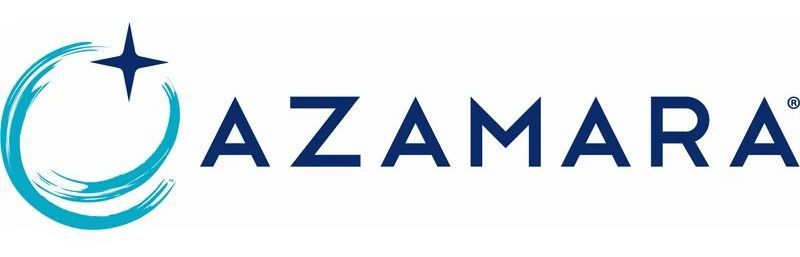 Logo for Azamara, a cruise line, featuring a blue circle with a star and the word 