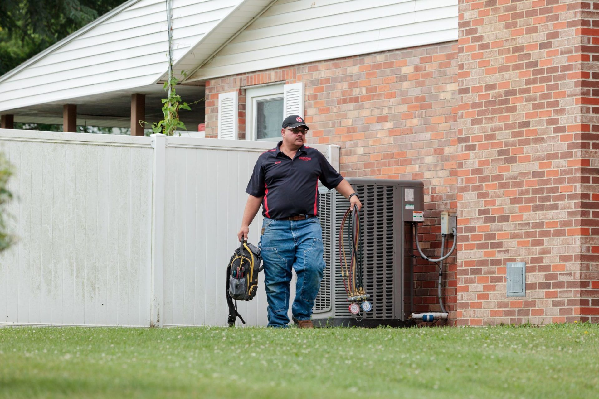 A Controlled Aire Employee Working on an HVAC Project at a House in Mid-Missouri.