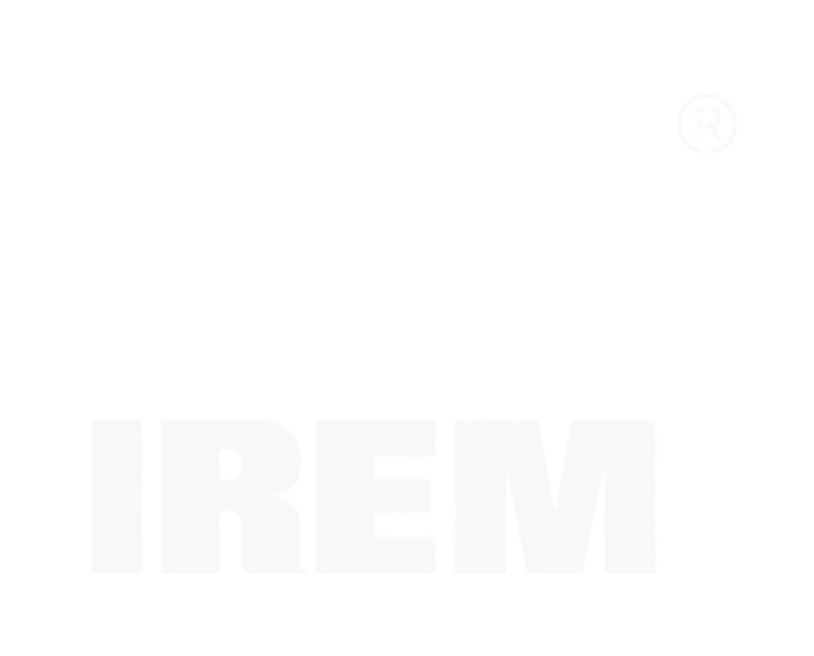 I.R.E.M. logo in light gray, with the registered trademark symbol in the upper right corner.