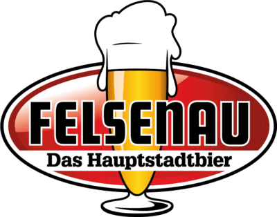 Felsenau das hauptstadtbier logo with a glass of beer