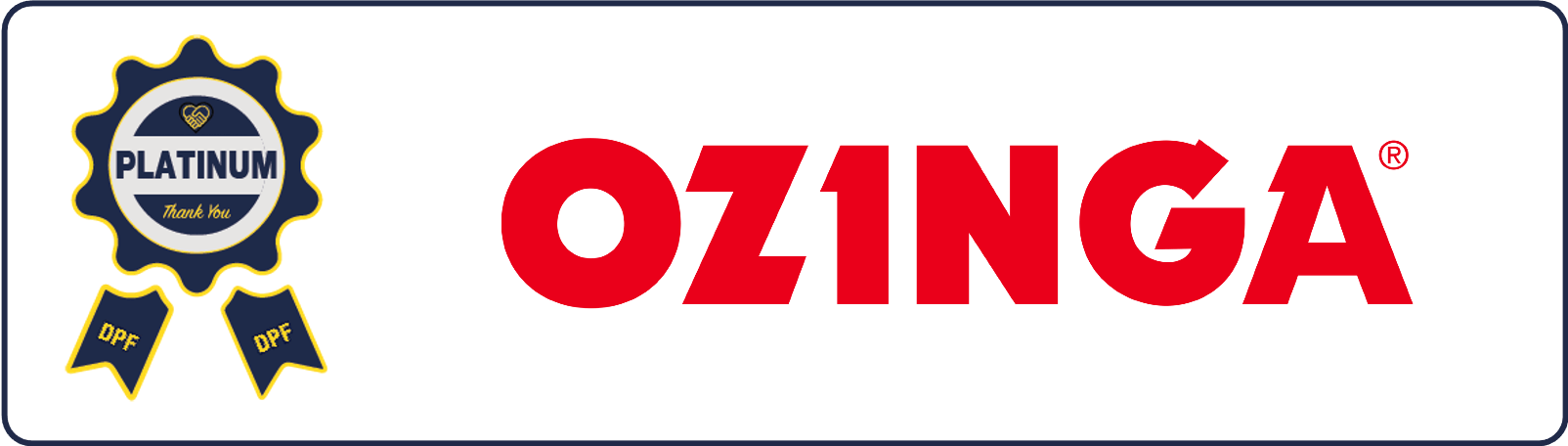 A platinum ozinga logo on a white background