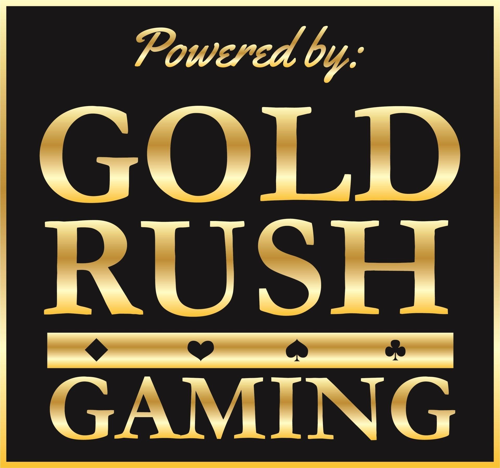 A gold rush gaming logo on a black background